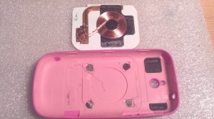 Palm Pixi Plus Touchstone Back Battery Cover Door with charging coil and metal position discs exposed